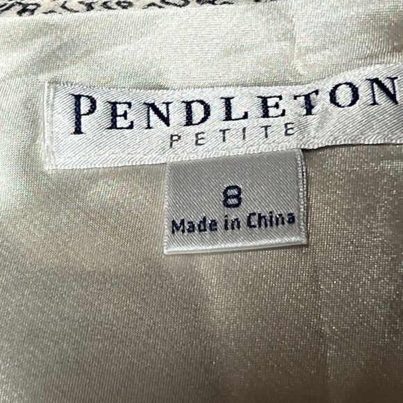 Pendleton Silk Paisley A line Skirt Dark Grey Ivory Sz 8 Petite - Picture 3 of 4